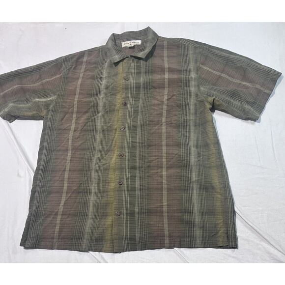 Tommy Bahama Button Up Shirt Mens M Silk Green Short Sleeve - Picture 1 of 6